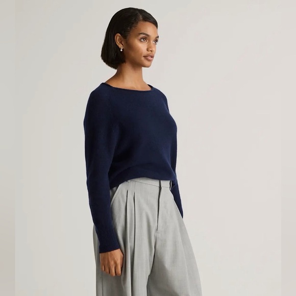 Quince Navy Blue Mongolian Cashmere Boatneck Sweater, Size XL - Picture 5 of 11